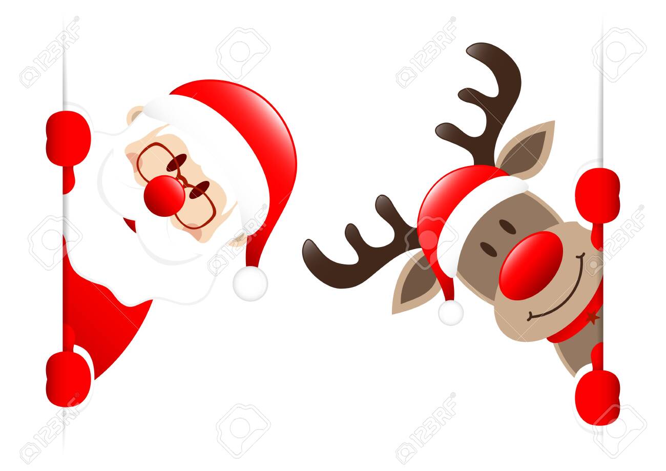 Santa And Rudolph Inside Vertical Banner Royalty Free SVG, Cliparts,  Vectors, and Stock Illustration. Image 123201446., image size:1300x919