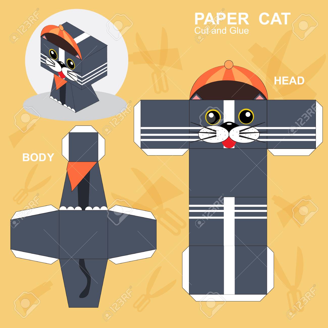 paper cat template royalty free cliparts vectors and stock