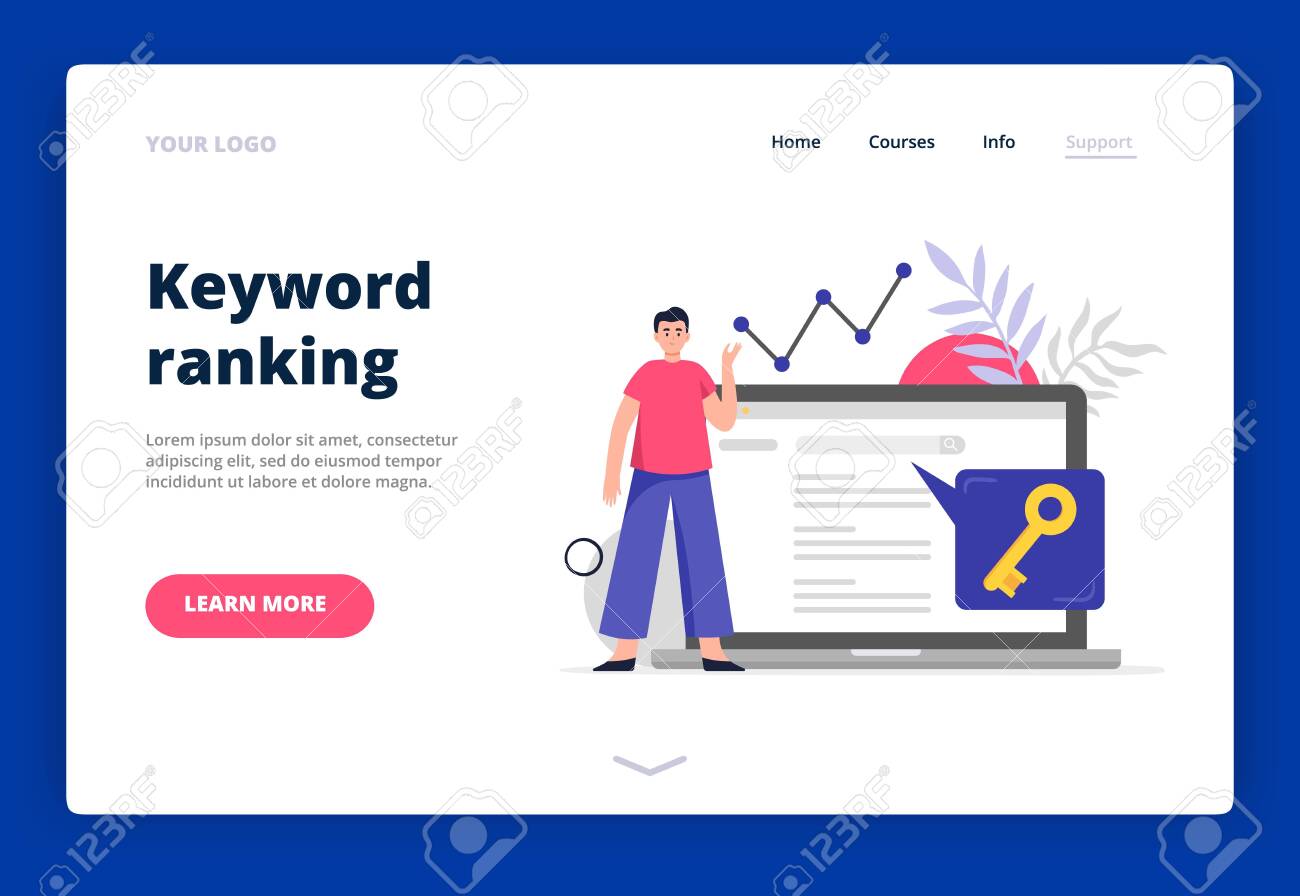 Landing Page Template On Search Engine Optimization Theme Man Royalty Free Cliparts Vectors And Stock Illustration Image