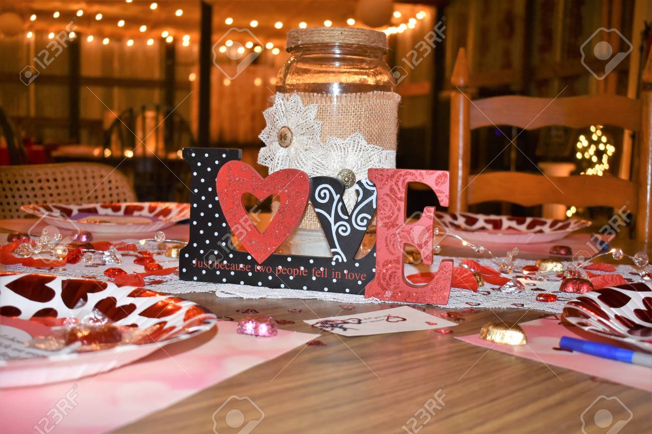 Valentines Day Table Decorations Stock Photo Valentines Day Table Decorations Stock Photo