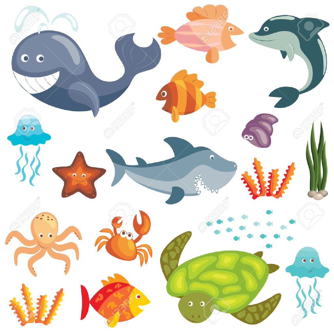 set of cute cartoon