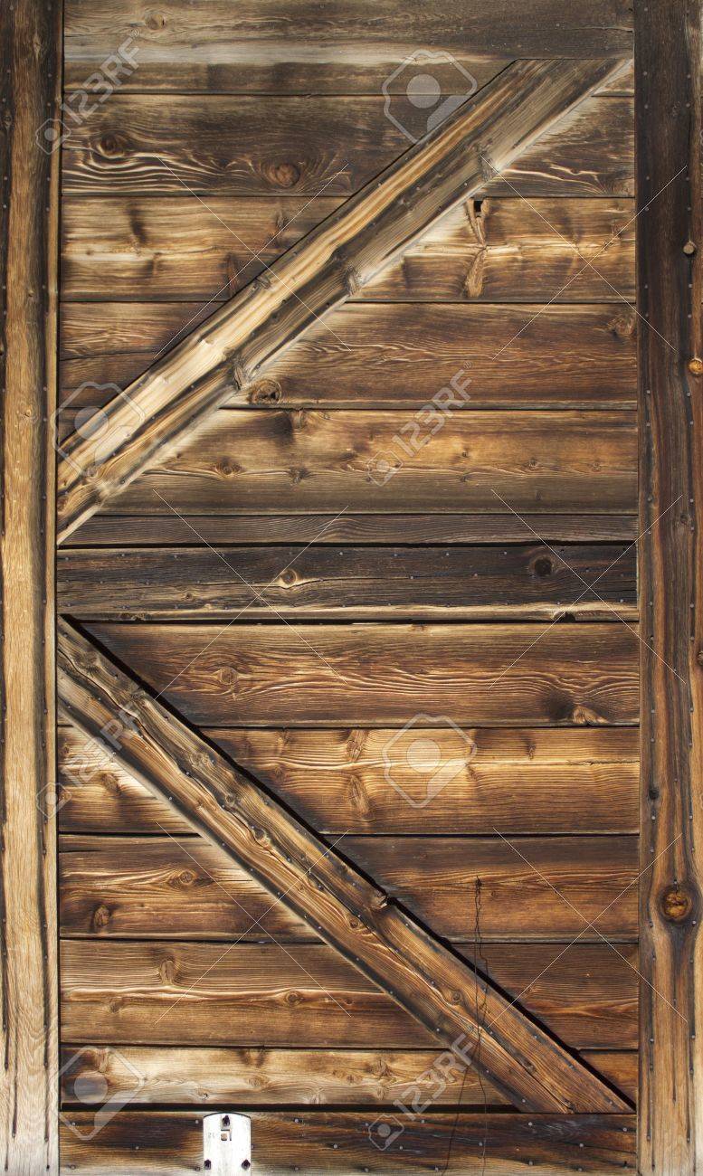 Old Barn Door Wood Textured With Slanted Braces