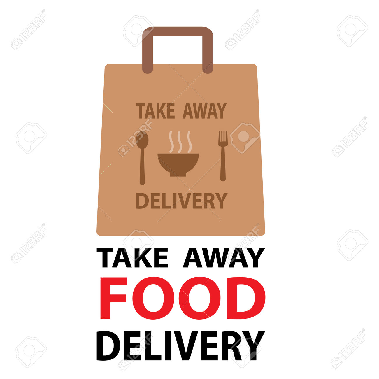 Ready food delivery line icon. Vector illustration of takeaway lunch service. Daily meal in papr bag with fork and spoon pictorgam. healthy concept - 162705007 Ready food delivery line icon. Vector illustration of takeaway lunch service. Daily meal in papr bag with fork and spoon pictorgam. healthy concept - 162705007