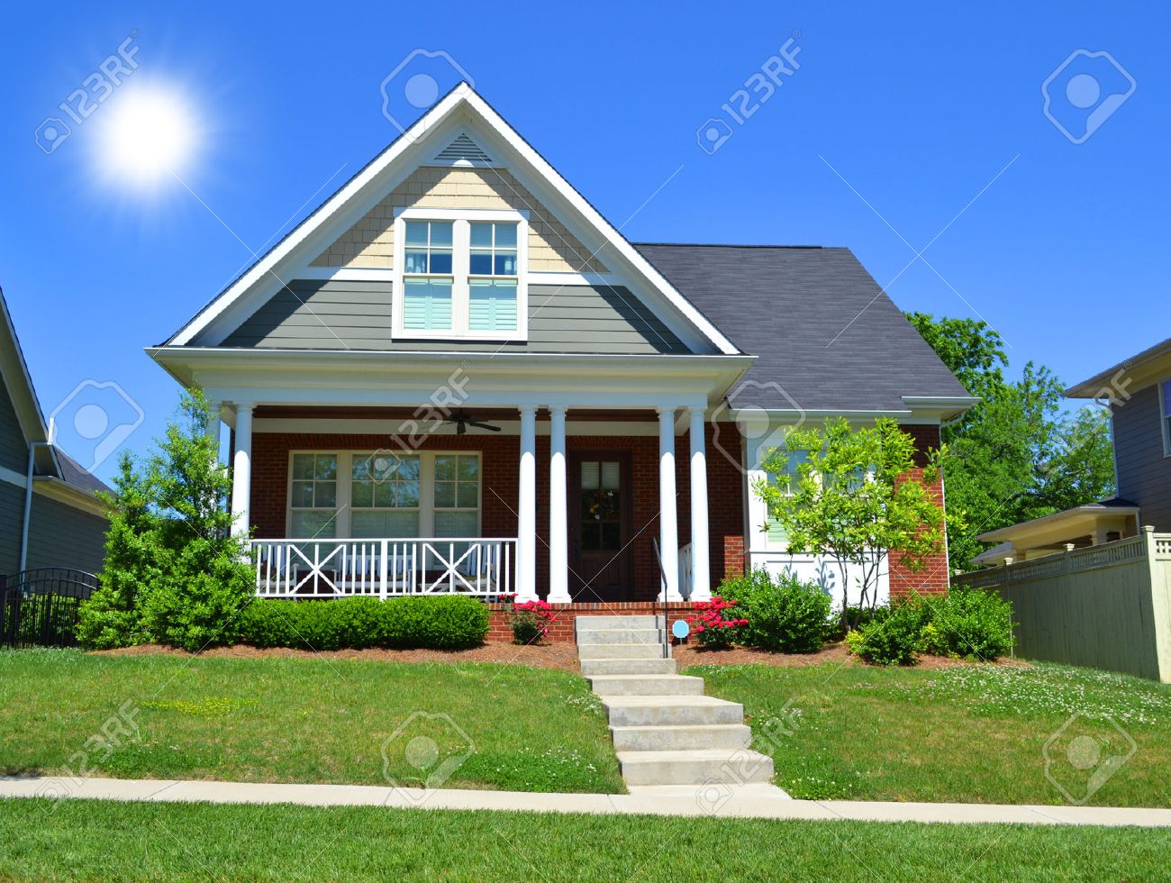 Brand New New England Style Cape Cod Dream Home Stock Photo Picture And Royalty Free Image Image