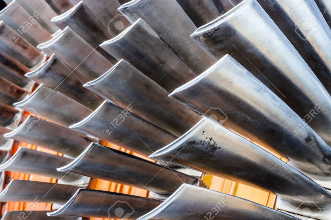 Air Compressor Turbine Blades Of An Airplane Turbojet Jet Engine Stock Photo Picture And Royalty Free Image Image 98581311