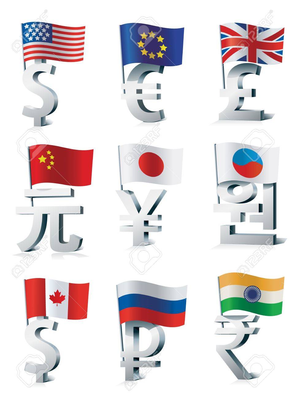 世界の主要通貨の兆候。のイラスト素材・ベクター Image 11959582