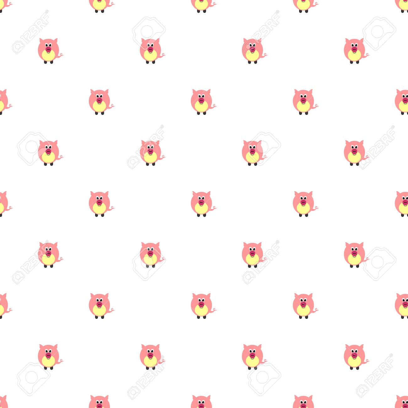 動物とシームレスなベクトル パターン かわいい背景白背景にピンクの豚 動物や昆虫のシームレスなパターンのシリーズ のイラスト素材 ベクタ Image