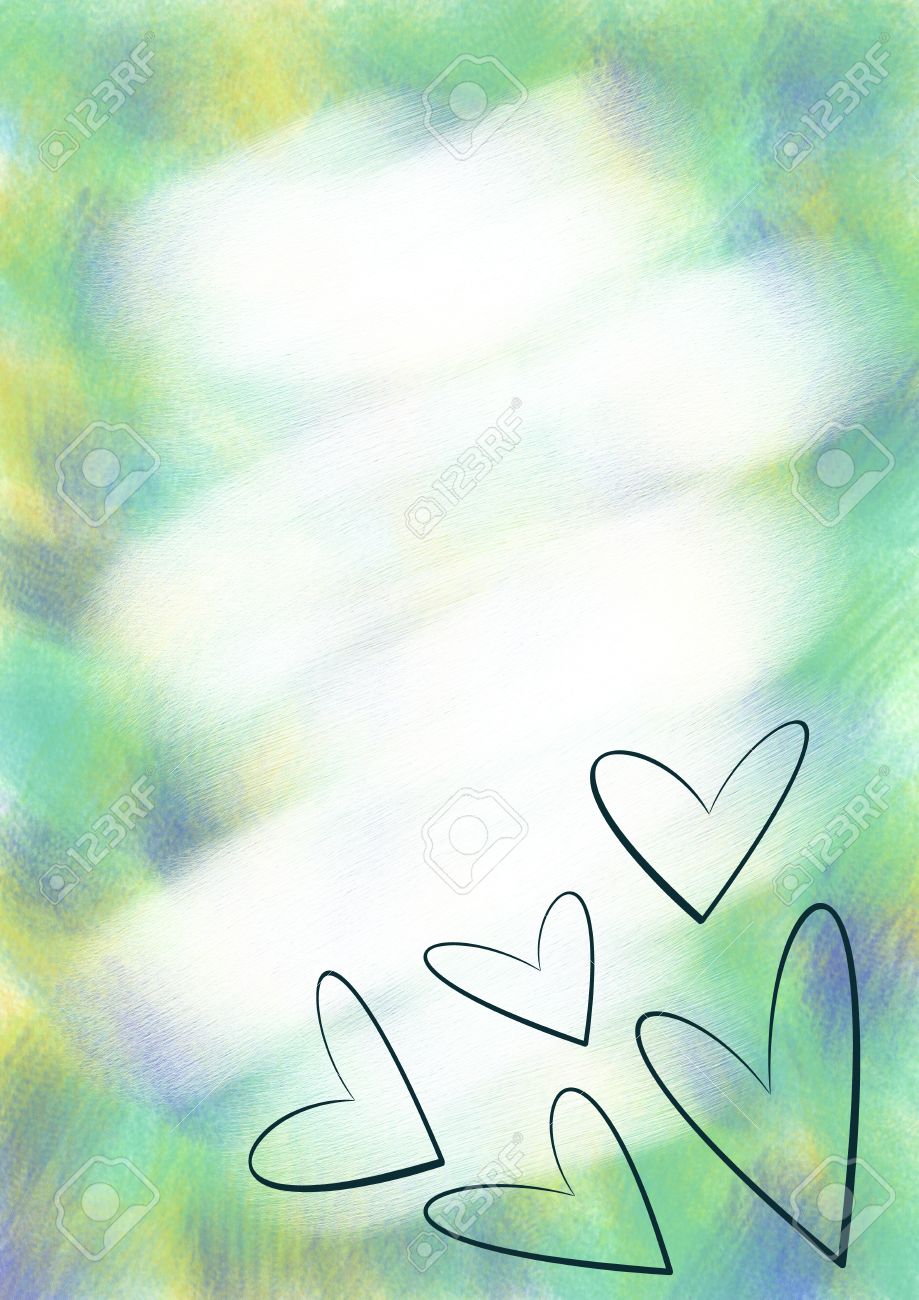 筆と心と水彩の背景を描画します 手紙やグリーティング カードのテンプレートです サイズ 水彩 パステル 背景 カード ブランク テンプレートのシリーズ の写真素材 画像素材 Image