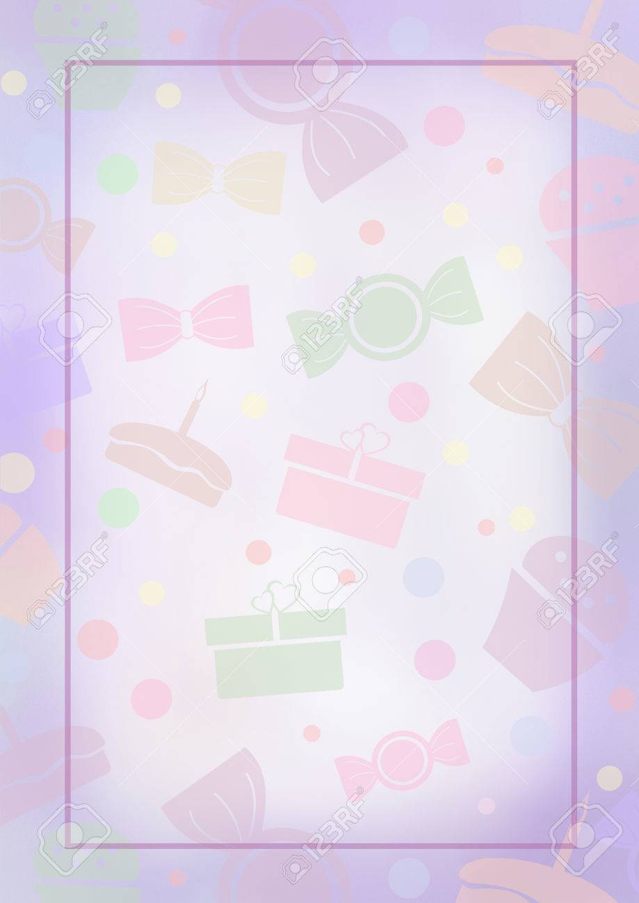 drawn watercolor violet background with cakes candy and gifts template letter background templates