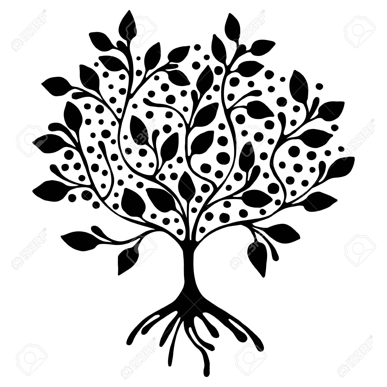 Vector Hand Gezeichnete Illustration Dekorative Zier Stilisierten Baum Schwarz Weiss Grafik Darstellung Auf Dem Weissen Hintergrund Isoliert Inc Zeichnung Silhouette Dekorative Kunstlerische Zierholz Lizenzfrei Nutzbare Vektorgrafiken Clip Arts