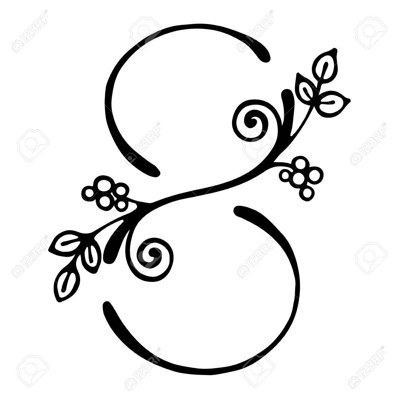 ベクトル手描きイラスト 装飾的な様式 分岐を持つツリー 3 月 8 日の花葉分離された黒と白のグラフィックの概要図の図形の数は 8 です 線画シルエットのイラスト素材 ベクタ Image 71094150