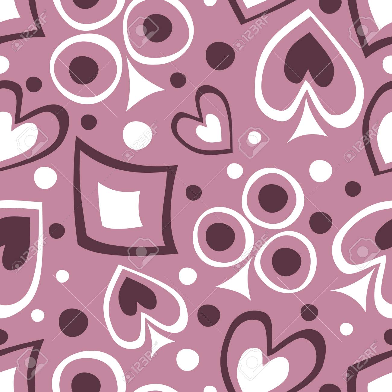 Padrao Vetorial Sem Costura Com Icones De Cartas De Reproducao Fundo Com Simbolos Desenhados A Mao Ornamento Decorativo Repetido Serie De Jogos E Jogos Padroes De Vetores Sem Costura Ilustraciones Vectoriales Clip