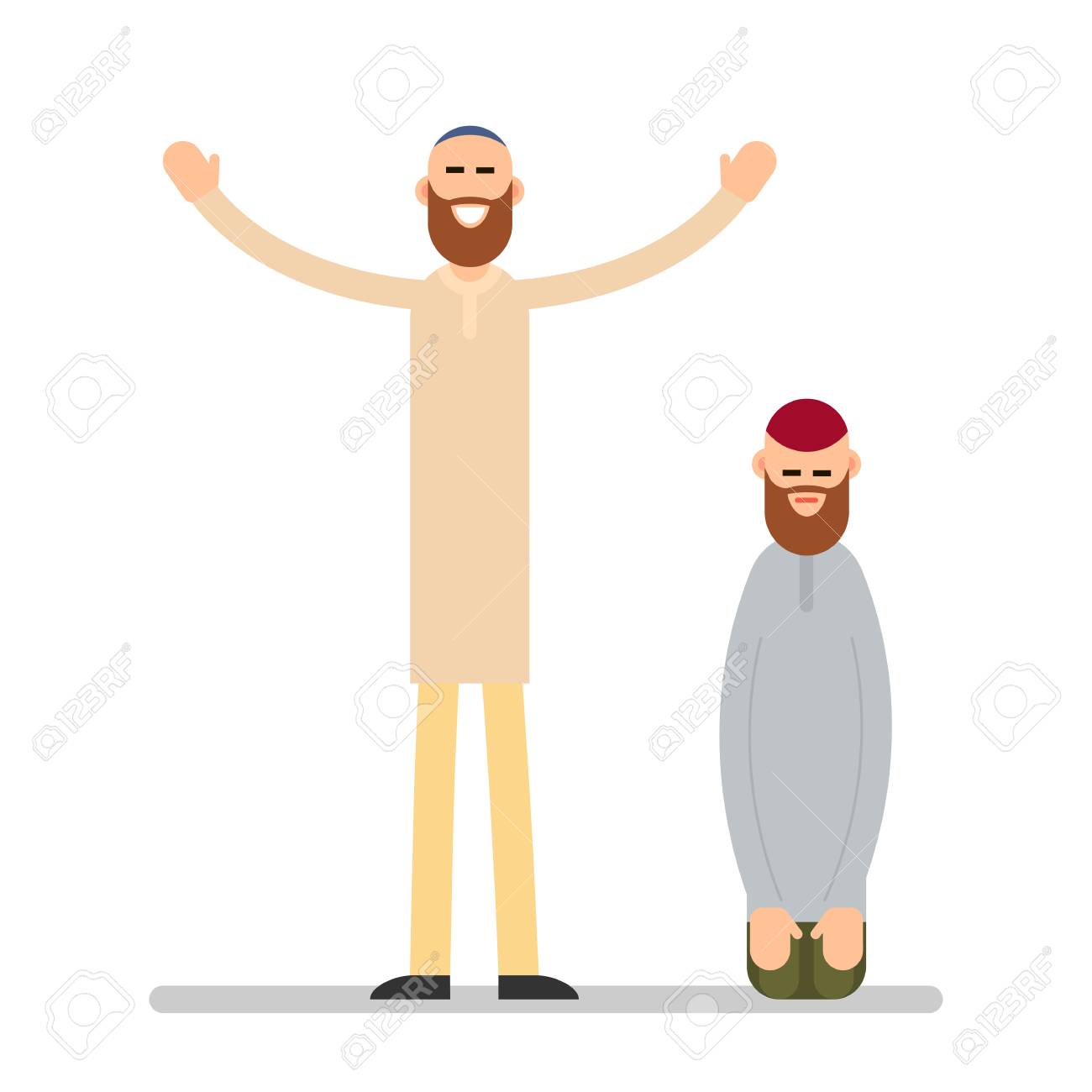 Muslim Praying Two Muslim Arabic Men In Different Suit And Traditional Royalty Free Cliparts Vectors And Stock Illustration Image 103048713