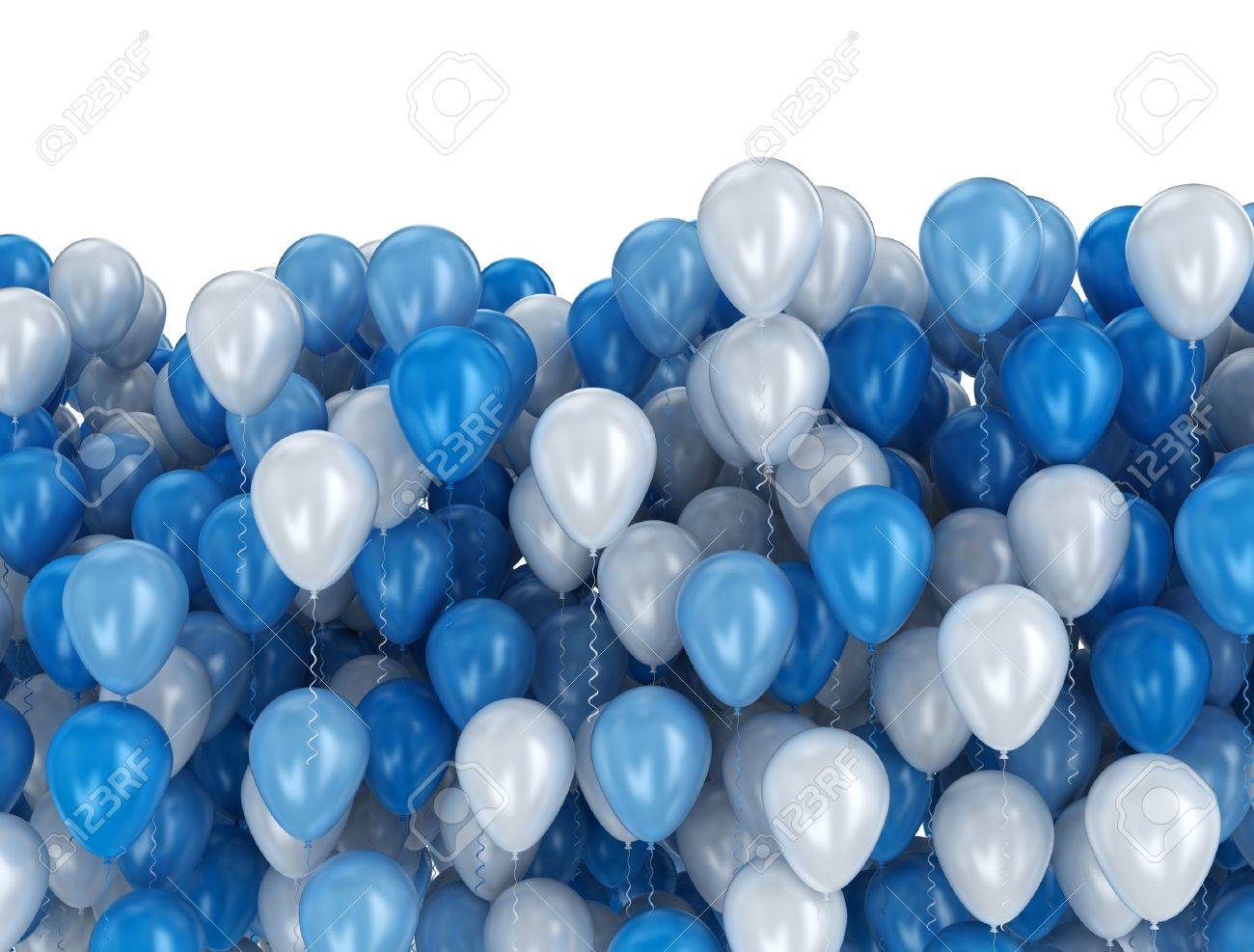 青と白の風船の大規模なグループ の写真素材 画像素材 Image