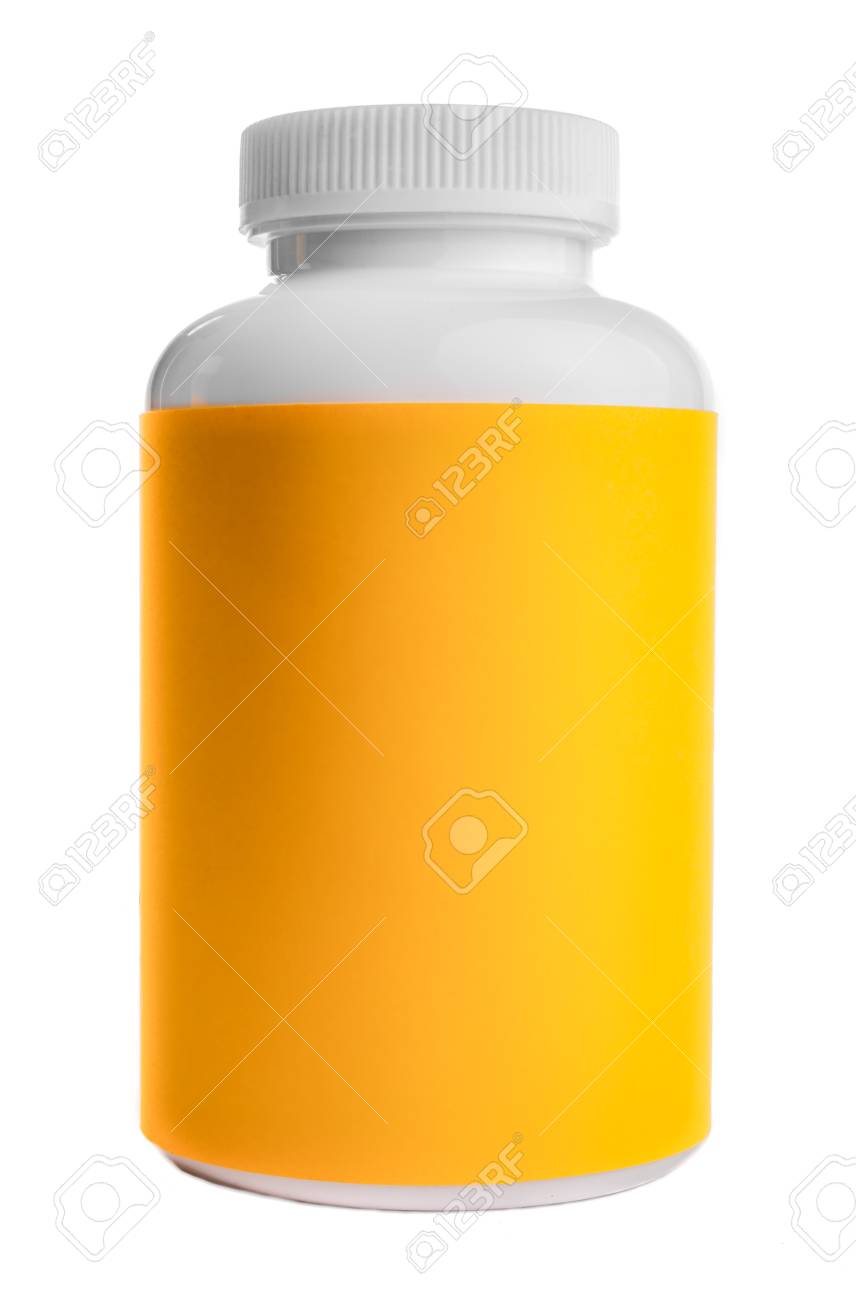 薬錠剤や丸薬 黄色ラベルなどの一般的に使用されるプラスチック容器