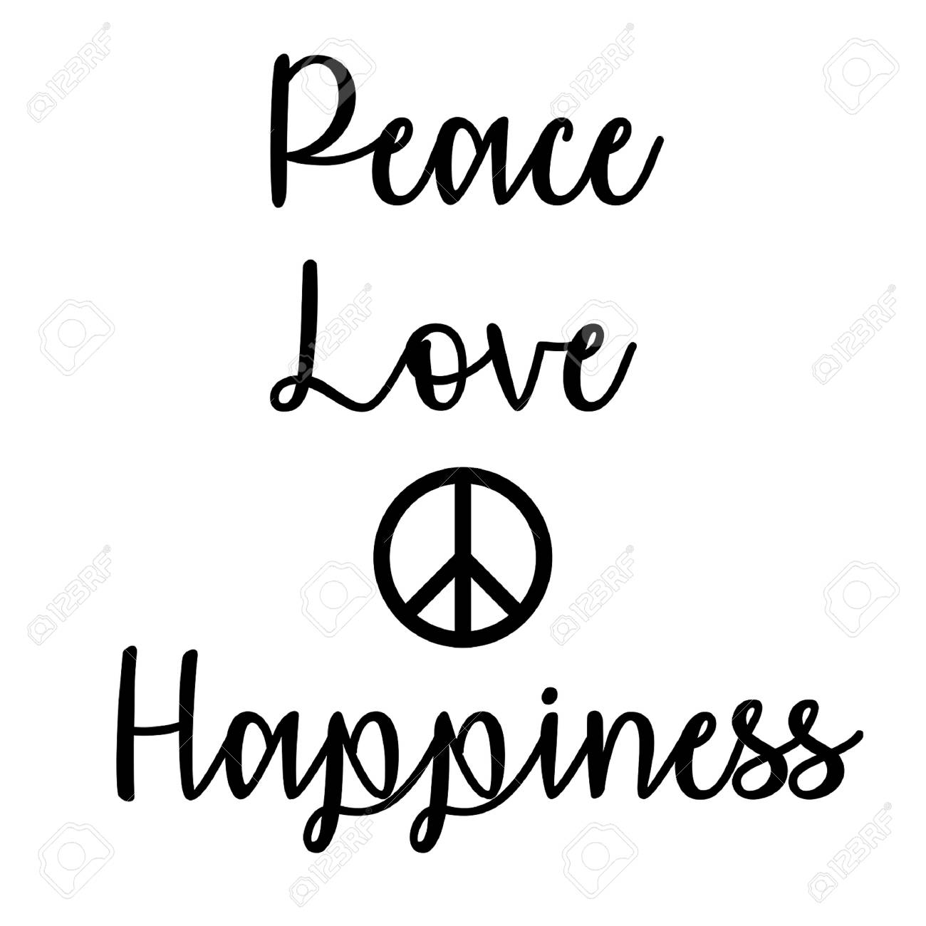 Love Peace And Happiness Quotes Inspirational And Mindful Quote: Peace Love And Happiness In Typography  Stock Photo, Picture And Royalty Free Image. Image 100980438.