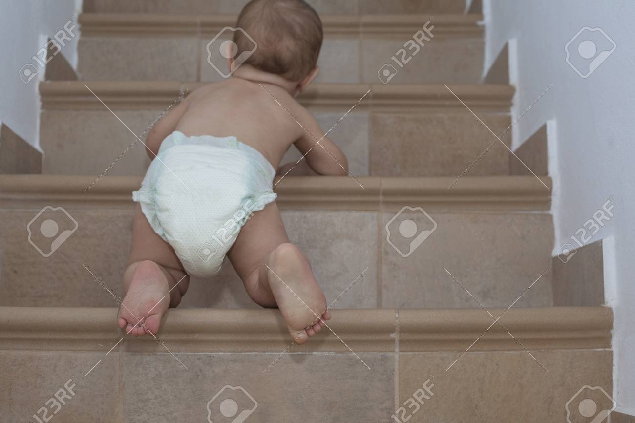 when do babies crawl up stairs