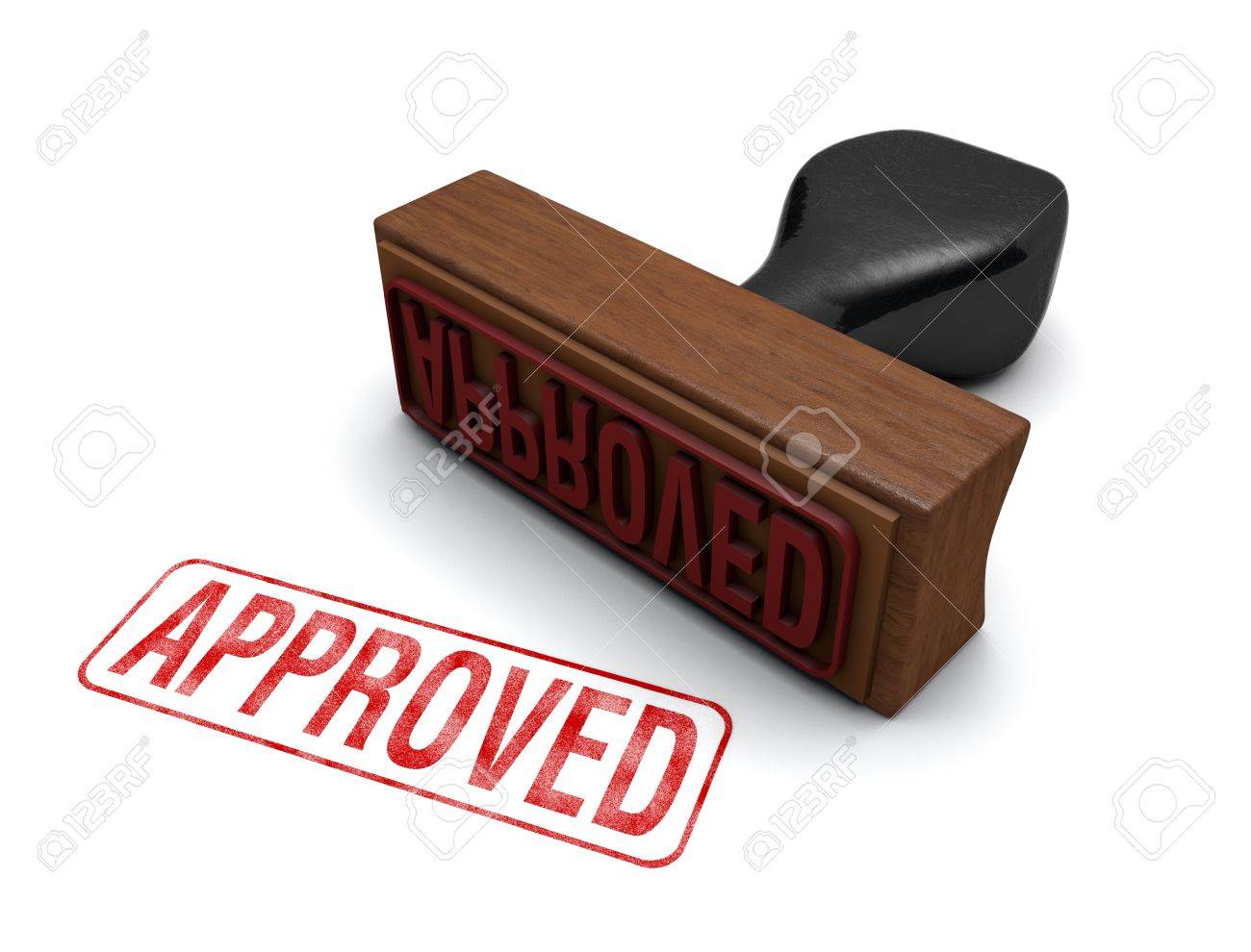 rubber stamp that says approved stamped in red letters on a