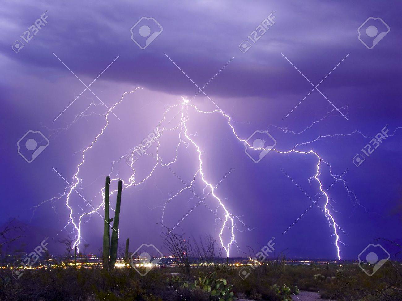 lightning display over tucson arizona stock photo picture and