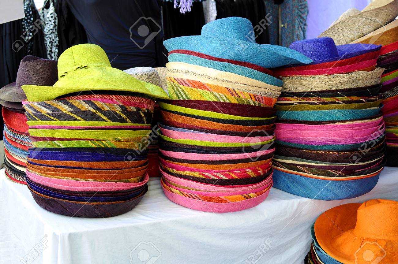 colorful straw hats