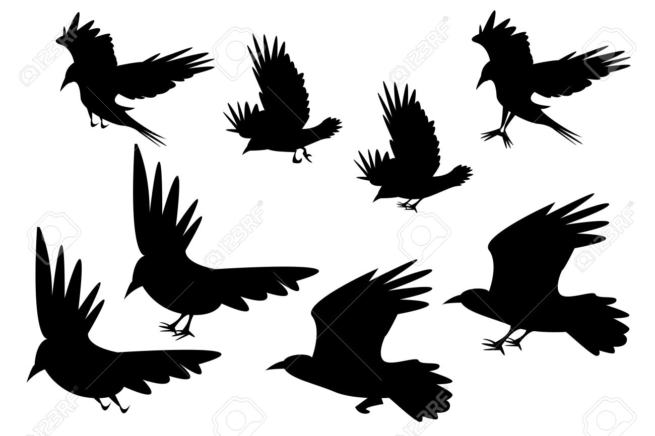 飛ぶカラス鳥脚シルエットのセット ベクトルのイラスト素材 ベクタ Image 飛ぶカラス鳥脚シルエットのセット ベクトルのイラスト素材 ベクタ Image