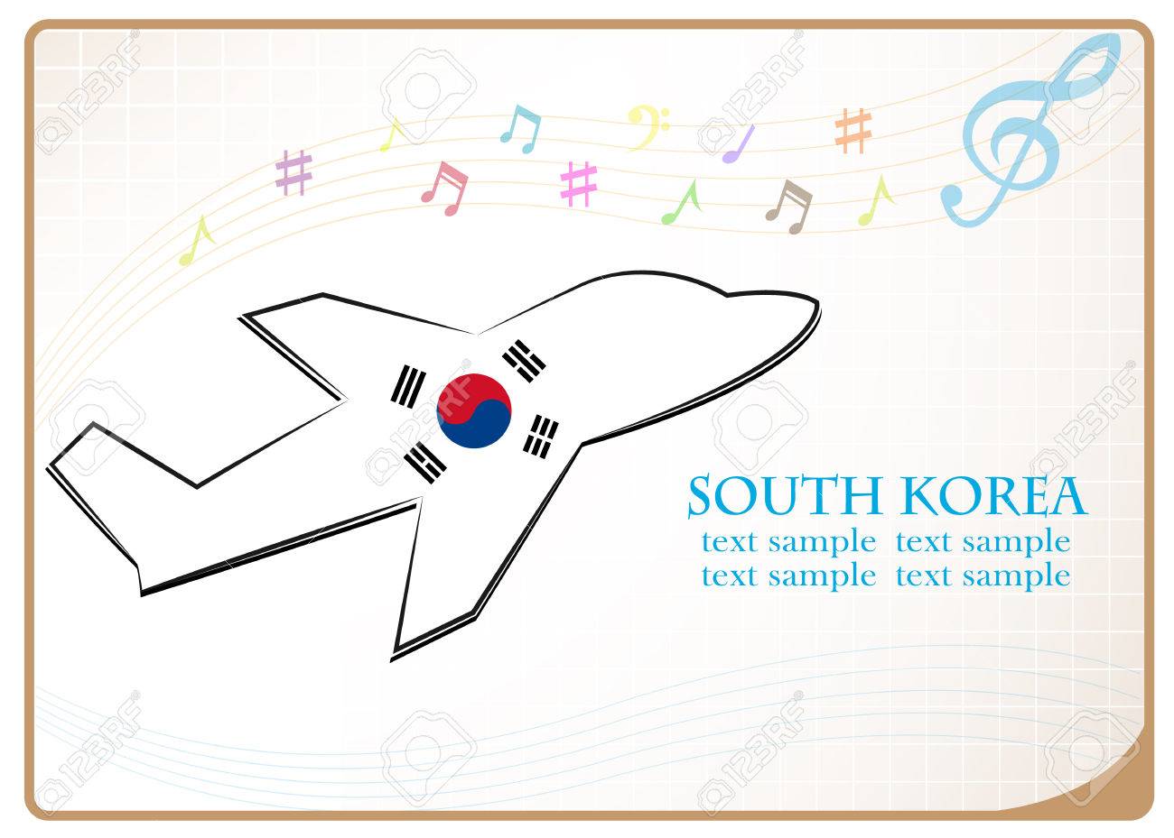 韓国の図の旗から作られた飛行機アイコン のイラスト素材 ベクタ Image