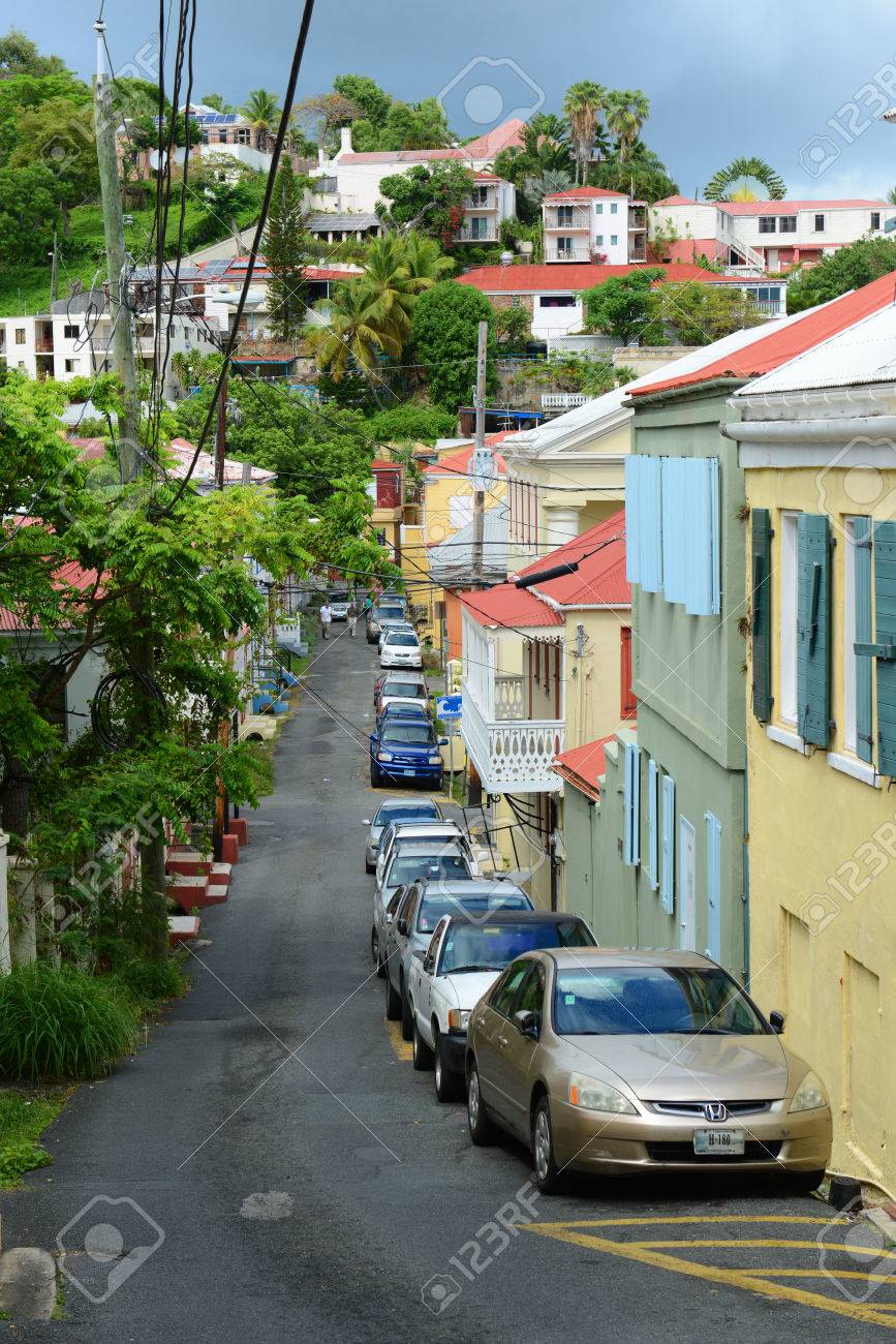 セント トーマス島 米領バージン諸島 米国でシャーロット アマリーの歴史的な町 の写真素材 画像素材 Image