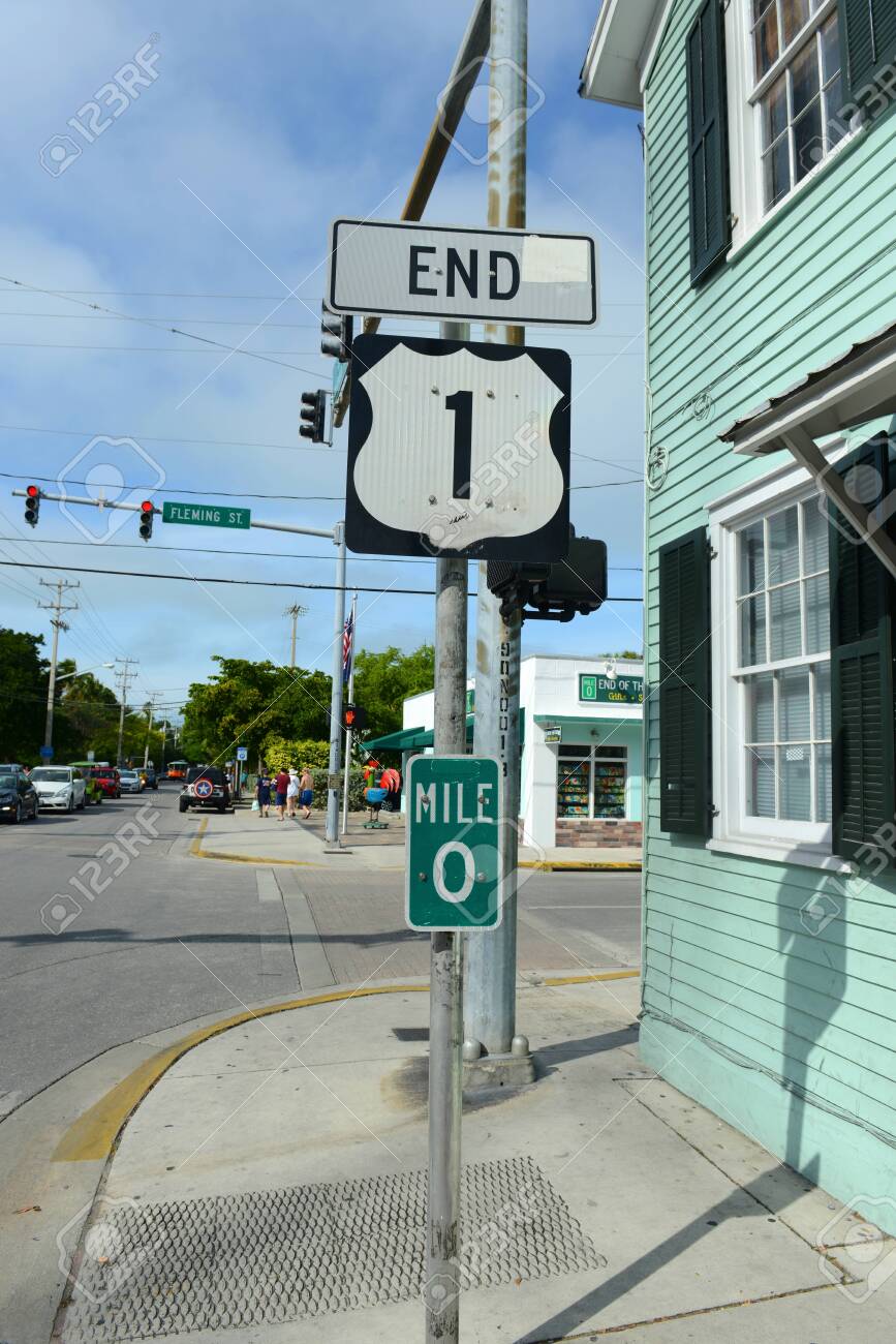 End Point Of Us Route 1 Sign Mile Zero In Key West Florida Stock Photo Picture And Royalty Free Image Image