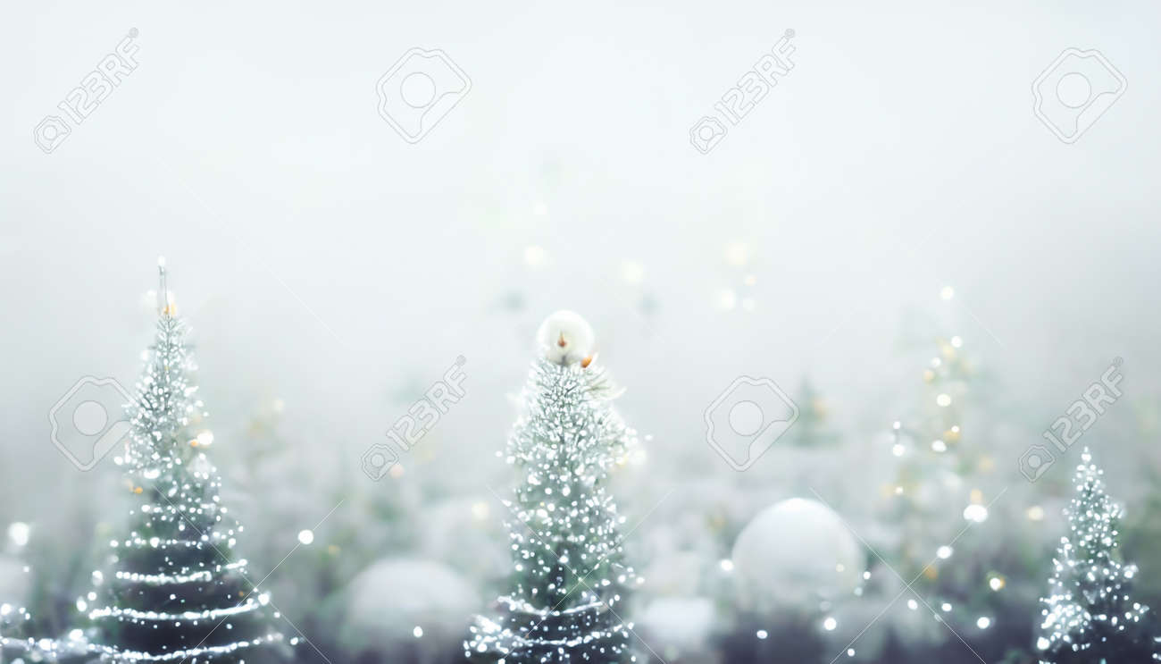 3D Render Merry Christmas HD Wallpaper With Snowy Night With Firs, Falling  Snow. Beautiful Artwork Seasonal Illustration And Copy Space Background.  Stock Photo, Picture and Royalty Free Image. Image 190138000., image size:1300x743