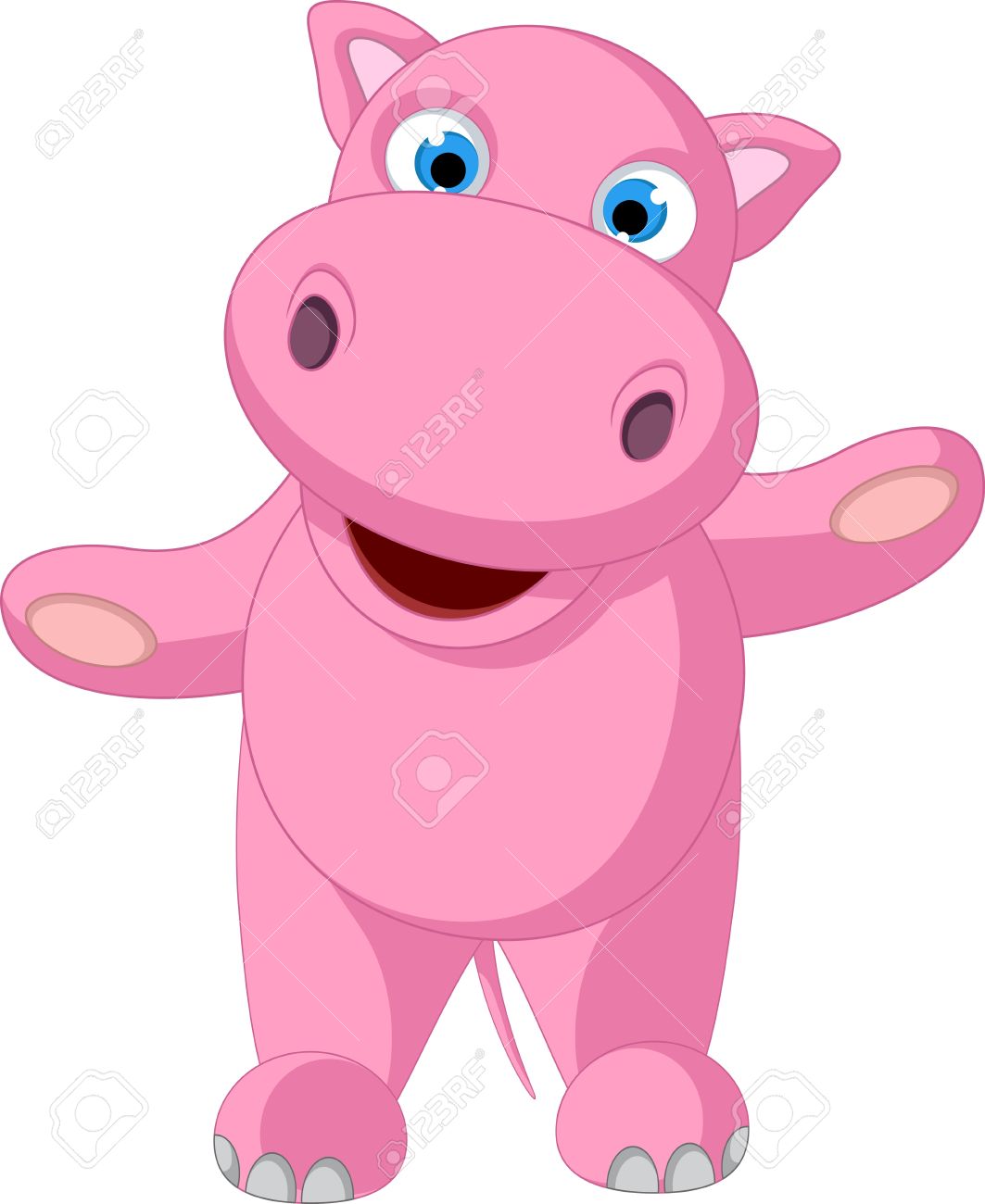 立っているかわいい赤ちゃんカバの漫画 のイラスト素材 ベクタ Image