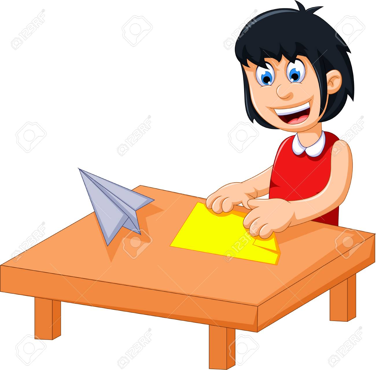 Funny Little Girl Cartoon Playing Folding Paper Royalty Free SVG, Cliparts,  Vectors, and Stock Illustration. Image 67754043., image size:1300x1277