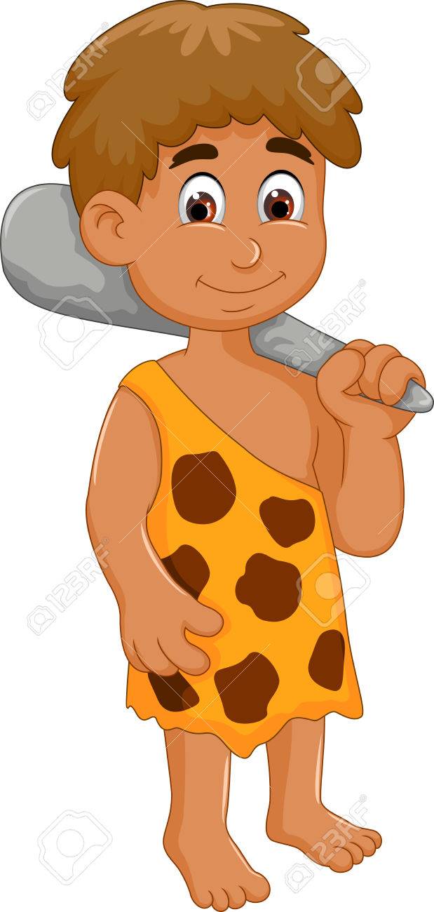 面白いかわいい男古代人間漫画 のイラスト素材 ベクタ Image