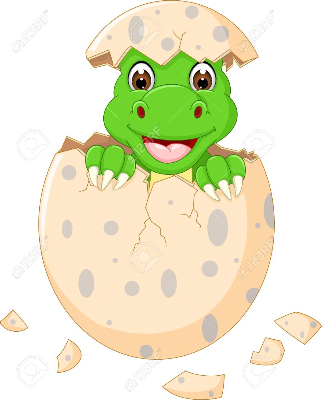 Cute Baby Dinosaur Hatch Cartoon Smile Happiness Royalty Free