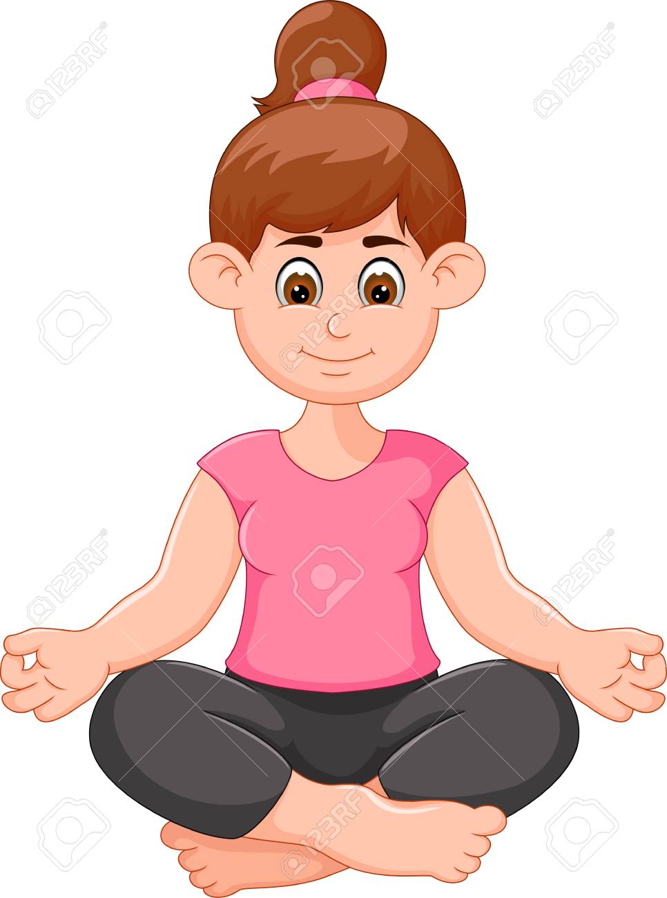attractive women exercising yoga posture cartoon doing yoga