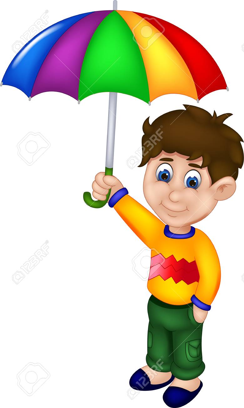 Apuesto Niño De Animados De Bajo El Paraguas Con Sonrisa Fotos, Retratos, Imágenes Y Fotografía Archivo Libres De Derecho. Image 94027889.