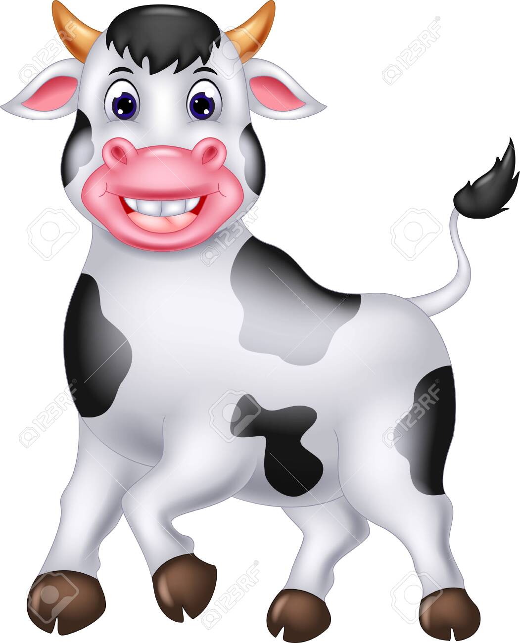 Funny White Cow Cartoon For Your Design - 126667541 Funny White Cow Cartoon For Your Design - 126667541