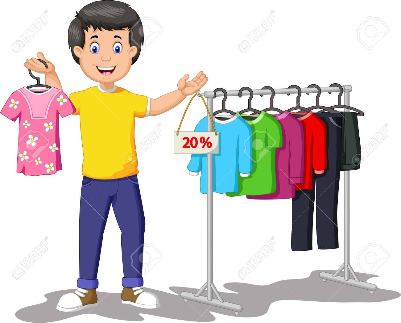 shopkeeper man with sell discount shirt cartoon royalty free cliparts vectors and stock illustration image 142014497 shopkeeper man with sell discount shirt cartoon