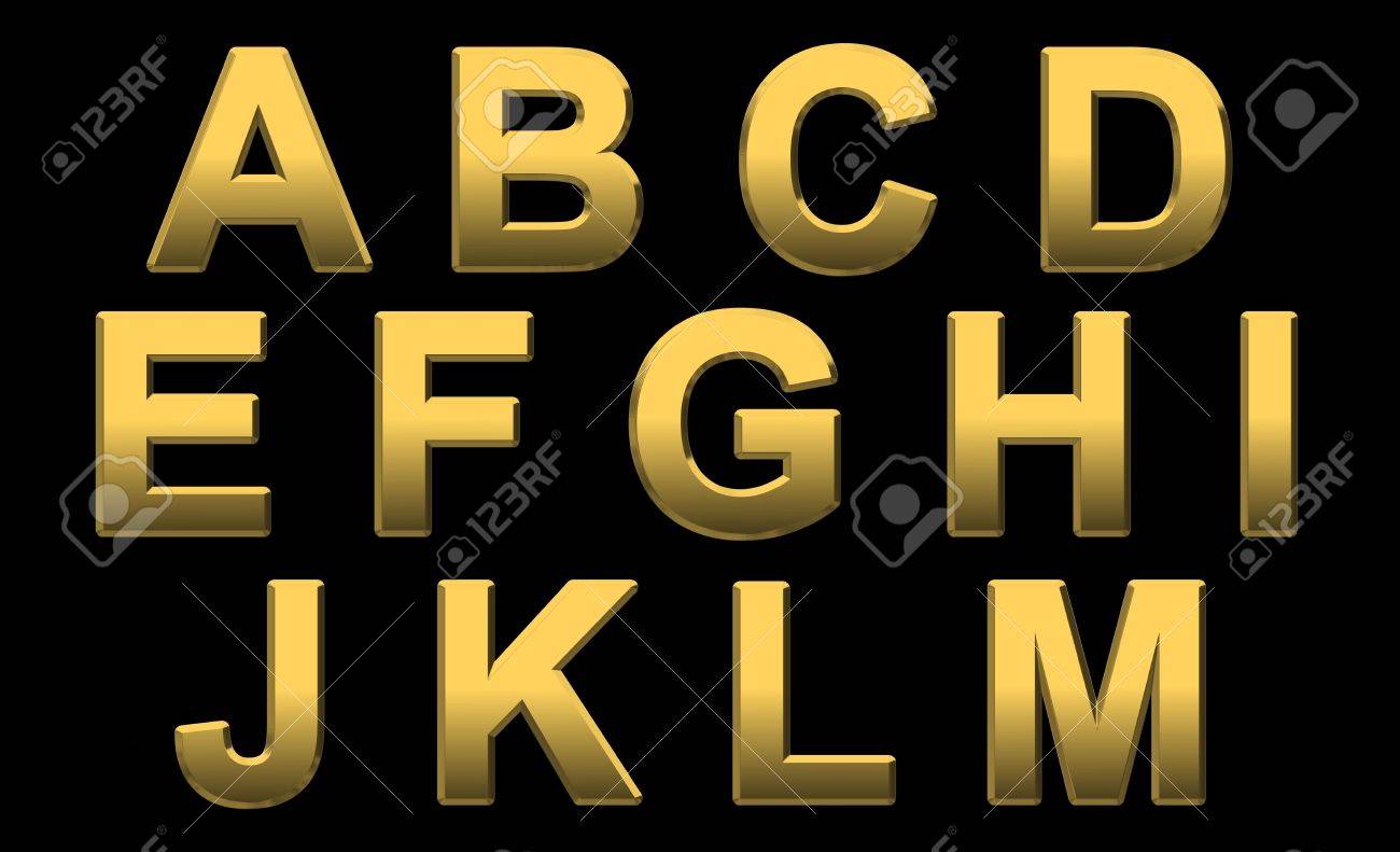 Gold Alphabet Letters Uppercase A - M On Black - 5872055 Gold Alphabet Letters Uppercase A - M On Black - 5872055