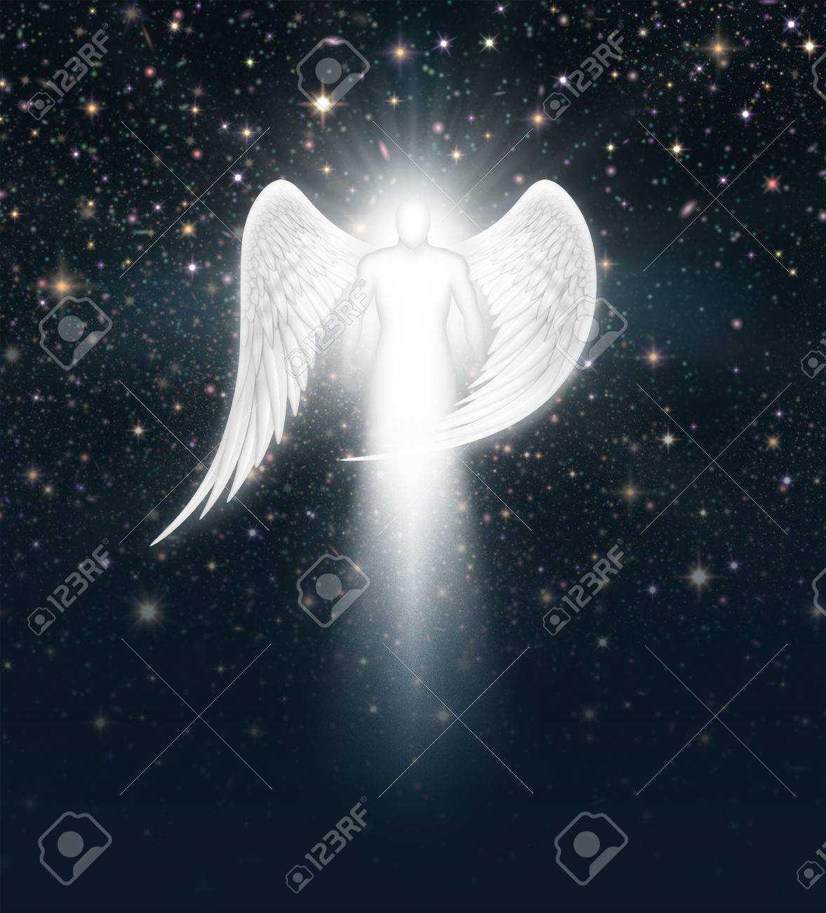 星がいっぱい夜空に天使のデジタル イラストです の写真素材 画像素材 Image
