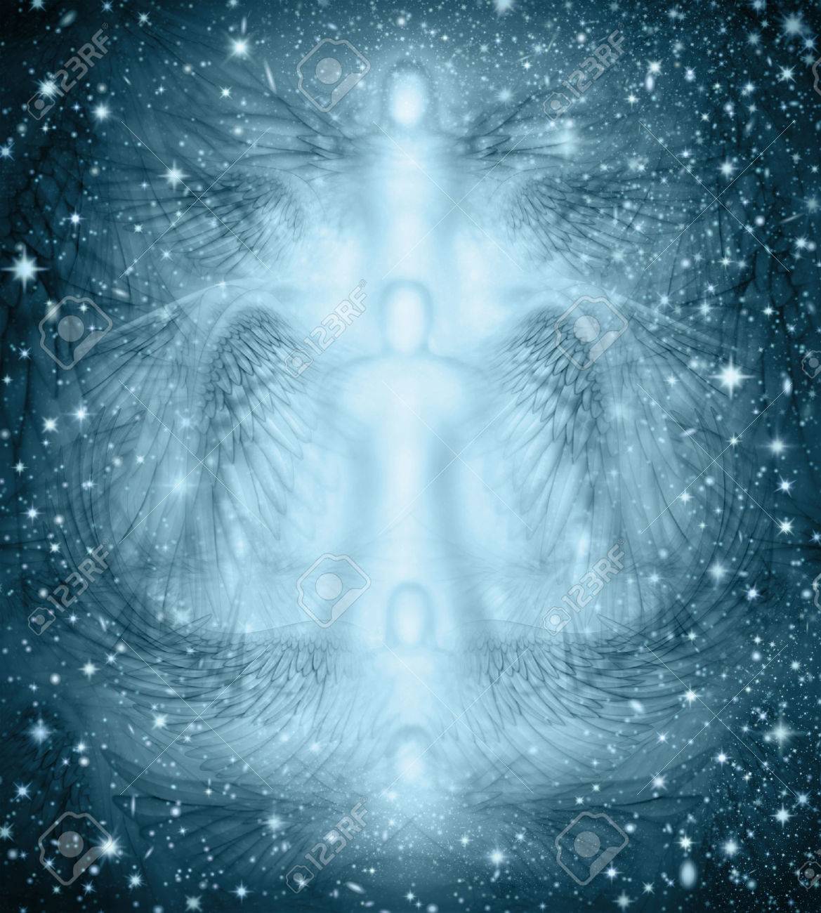 Background Design Of Angels And Angel Wings Combined With A Starry Night Stock Photo Picture And Royalty Free Image Image 50338942