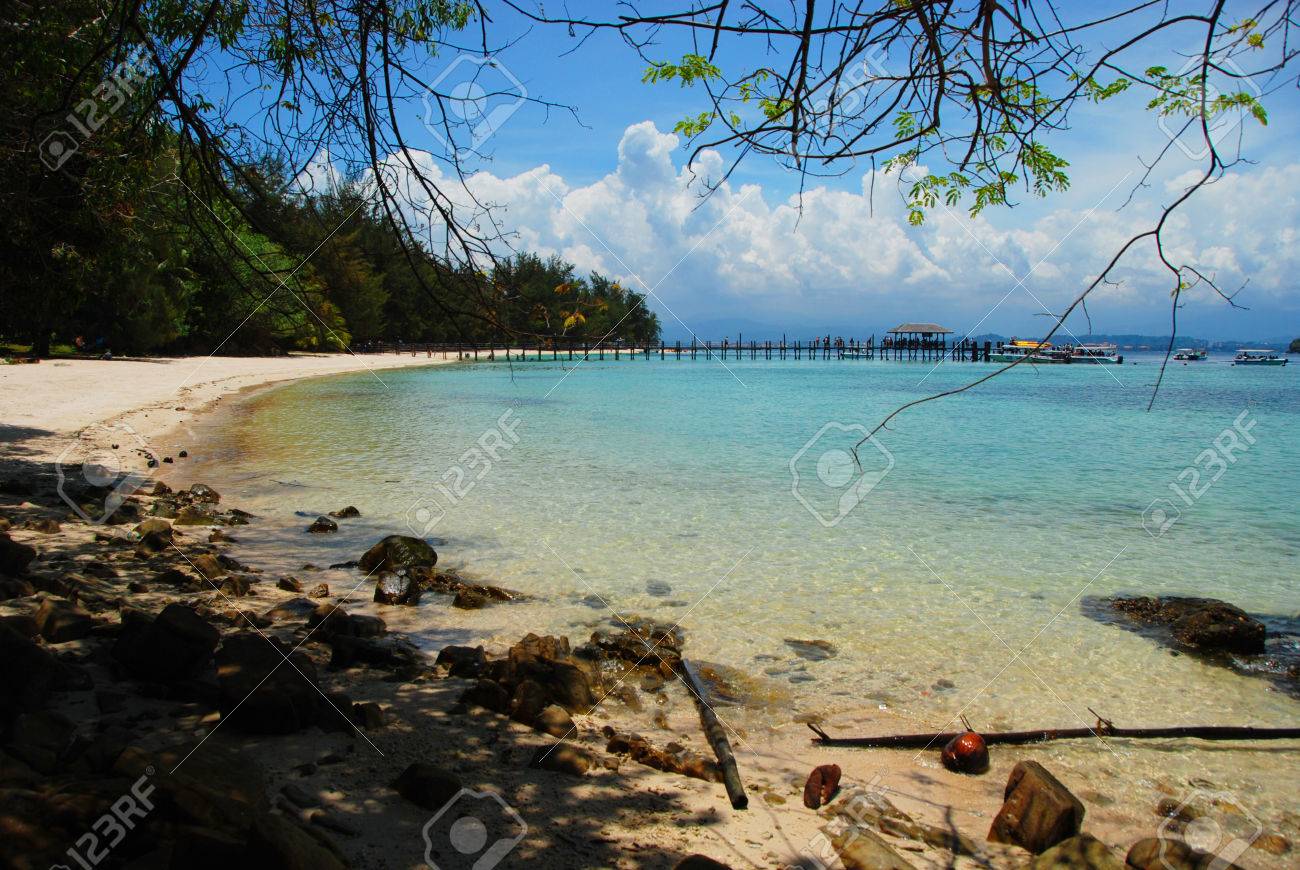 Pier Und Strand Inseln In Der Nähe Von Kota Kinabalu Sabah