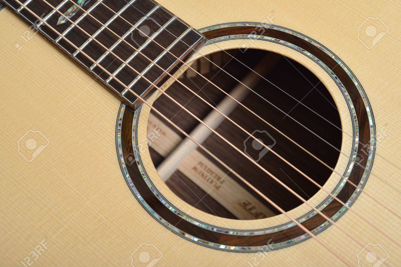 Decorated Sound Hole Of Acoustic Guitar Stock Photo, Picture And ...