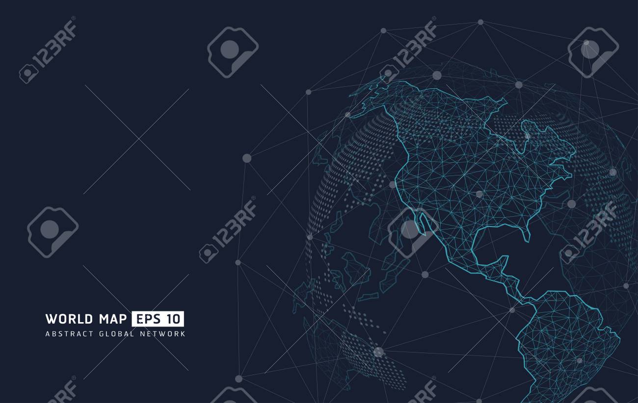 Point De La Carte Du Monde Ligne Représentant Le Réseau Mondial Connexion Au Réseau Mondial Signification Internationale Planète Abstraite Au