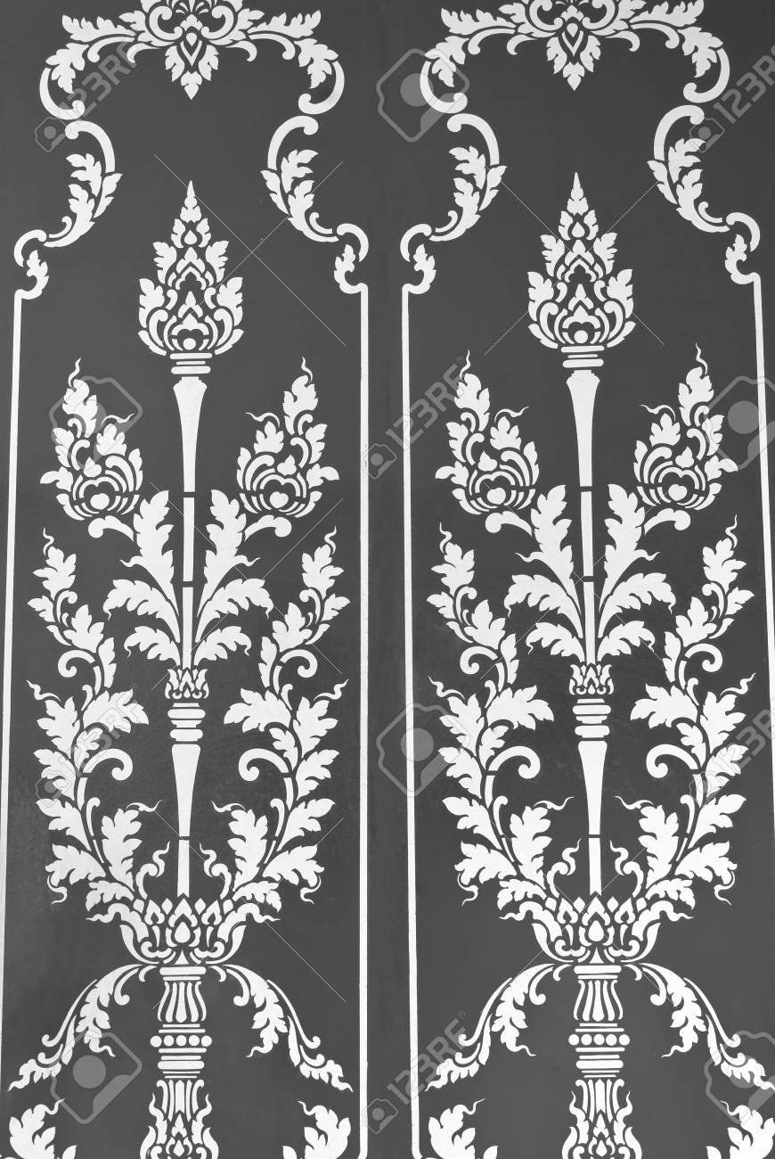 El Arte Tradicional Estilo Tailandes En La Pared Del Templo En