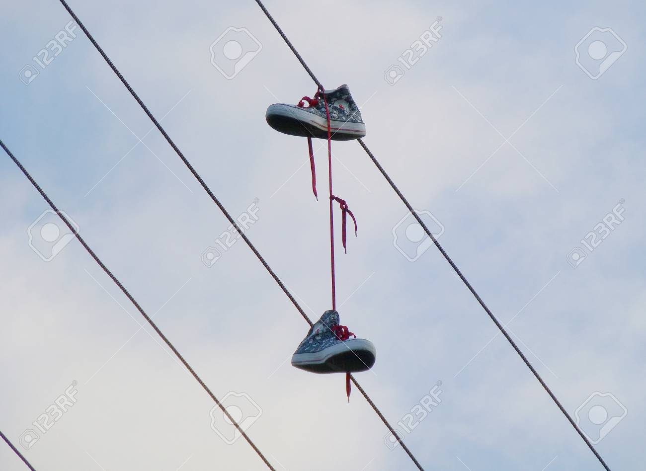 shoes on wire