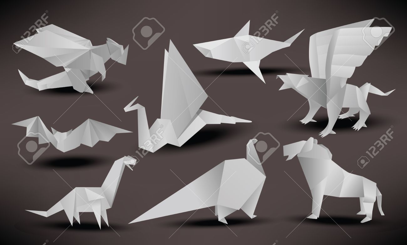 Origami Animals Black White