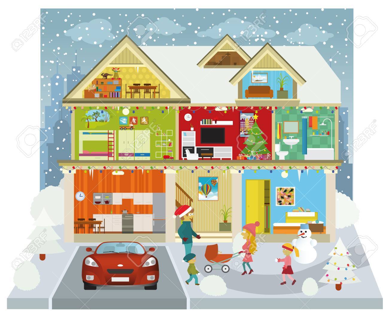 Inside The House Winter Royalty Free Cliparts Vectors And Stock Illustration Image