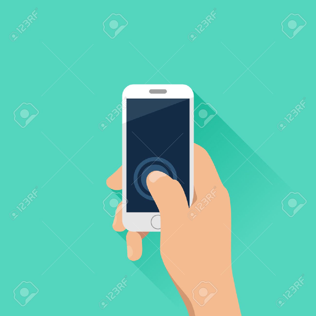 背景色が水色の携帯電話を持つ手 フラットなデザイン スタイル のイラスト素材 ベクタ Image 背景色が水色の携帯電話を持つ手 フラットなデザイン スタイル のイラスト素材 ベクタ Image