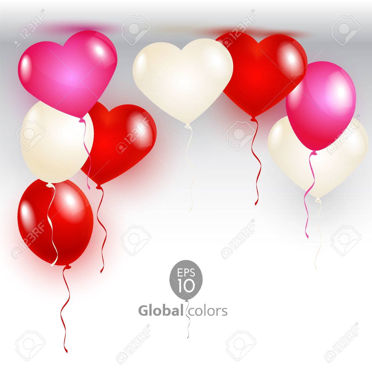 風船ハート ハートとベクトル イラスト バレンタインの日カード 発表 ポスター チラシ グリーティング カード のイラスト素材 ベクタ Image