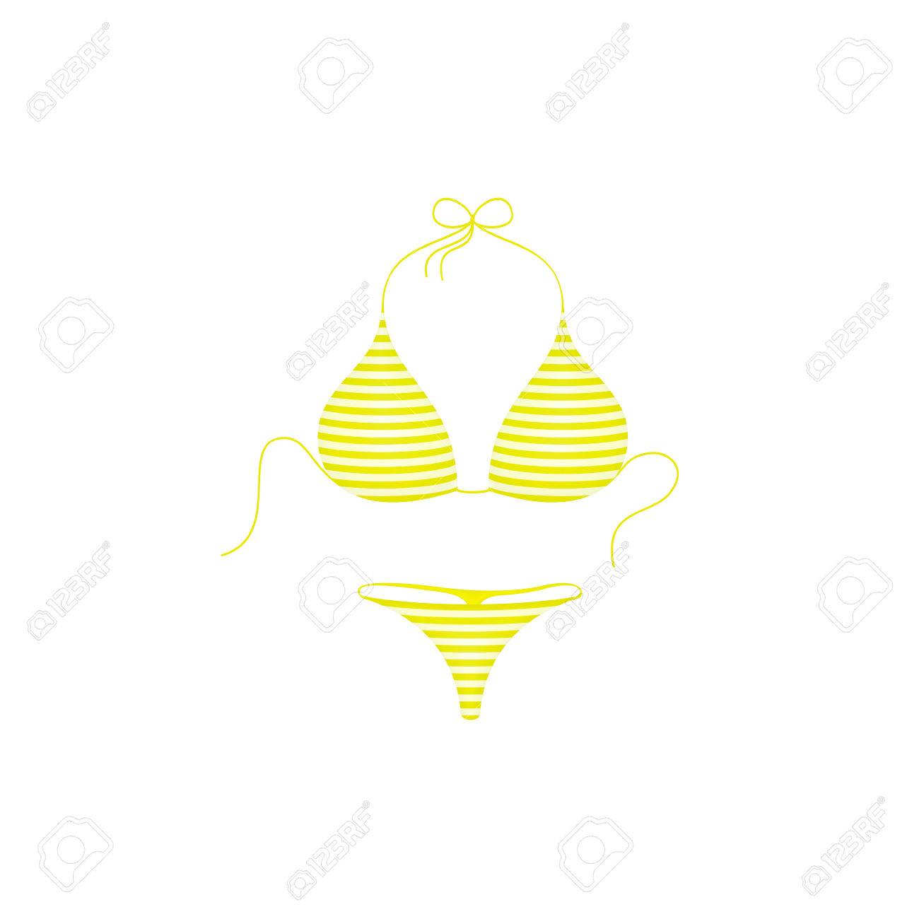 yellow and white striped bikini
